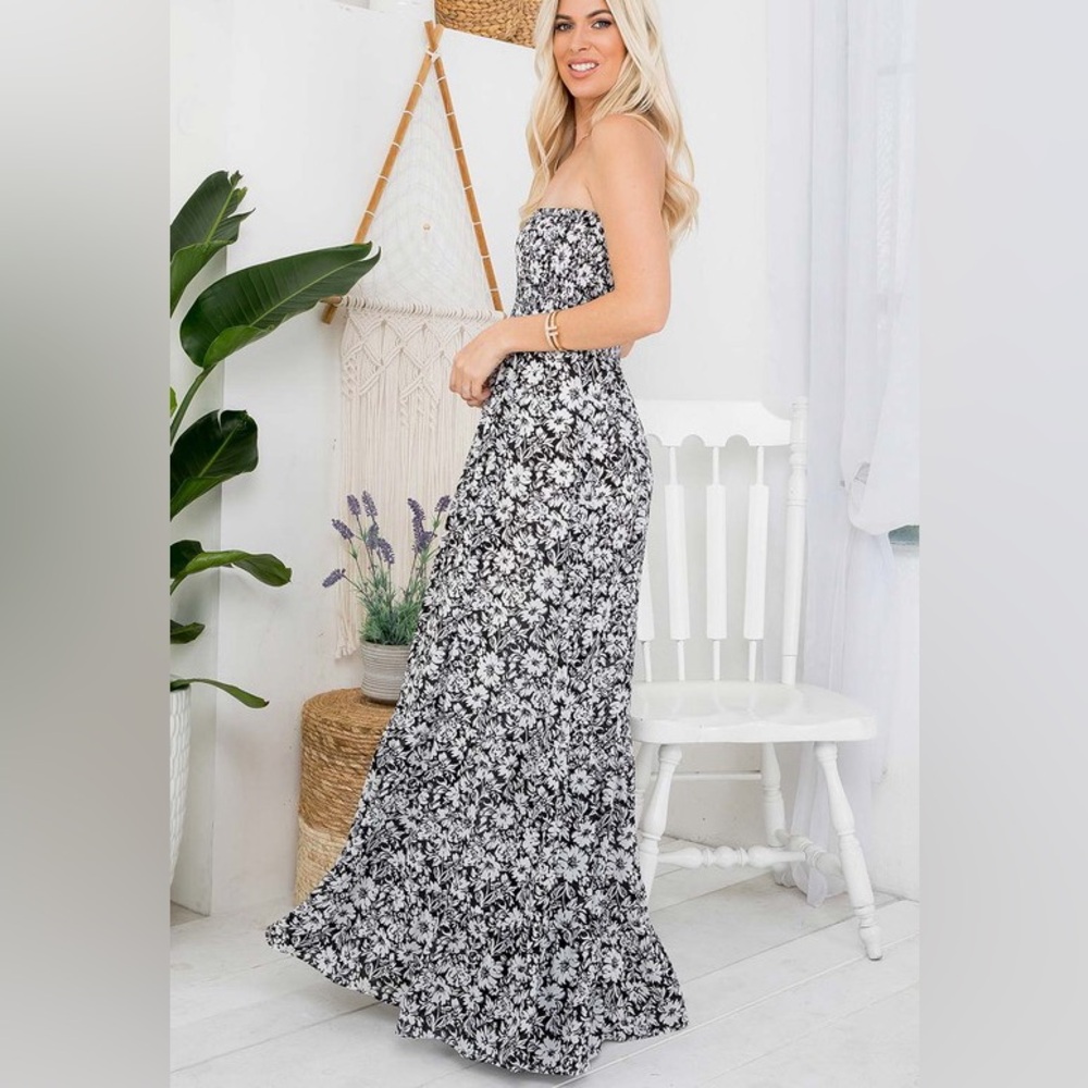 Floral Smocked Tube Maxi Dress